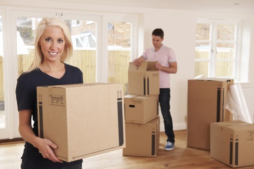 Removal van and packed boxes for a house move in Sydenham