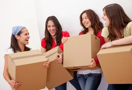 Household furniture and packed boxes ready for a move in Sydenham